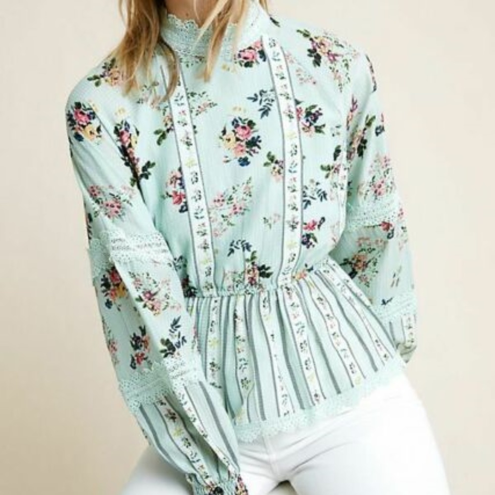NWT Anthropologie Amour Floral Lace Blouse XL